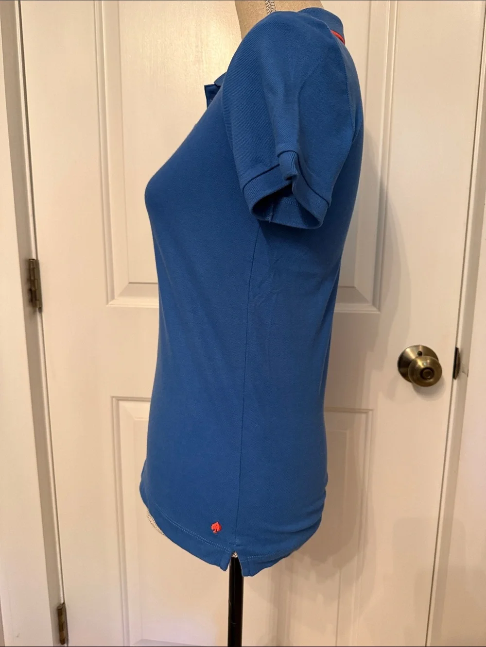 KATE SPADE TOP POLO SHIRT BLUE SHORT SLEEVE TEE PINK ACCENT Size S